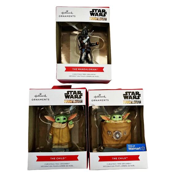 NWT 2021 Hallmark Ornaments Star Wars Mandalorian Child Grogu Set of 3 - Picture 1 of 7